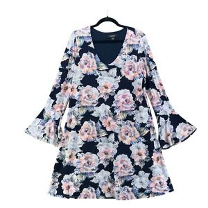 Vintage Karen Kane Floral Dress Navy Large